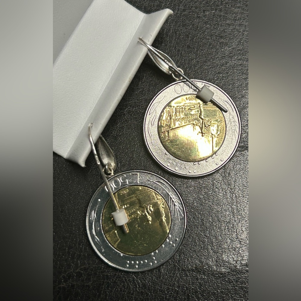 Sterling Sliver Gen Coin Earrings. Made in Dominican Republic. - Picture 4 of 7
